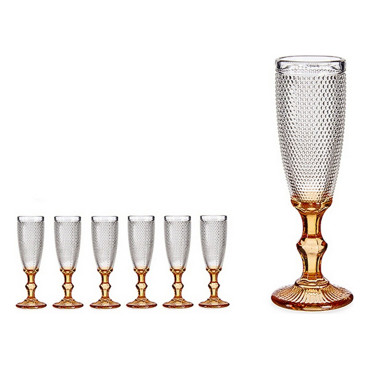 Champagne glass Points Amber Glass 180 ml (6 Units)