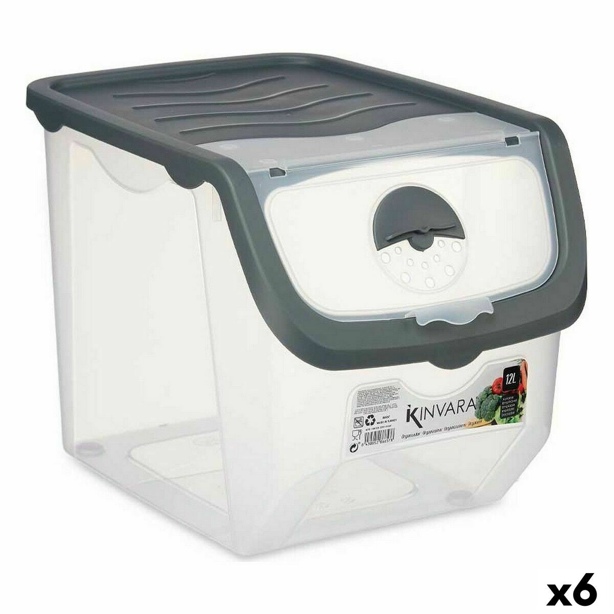 Opstapelbare opbergbox Antraciet Plastic 31 x 24 x 23,5 cm (6 Stuks)