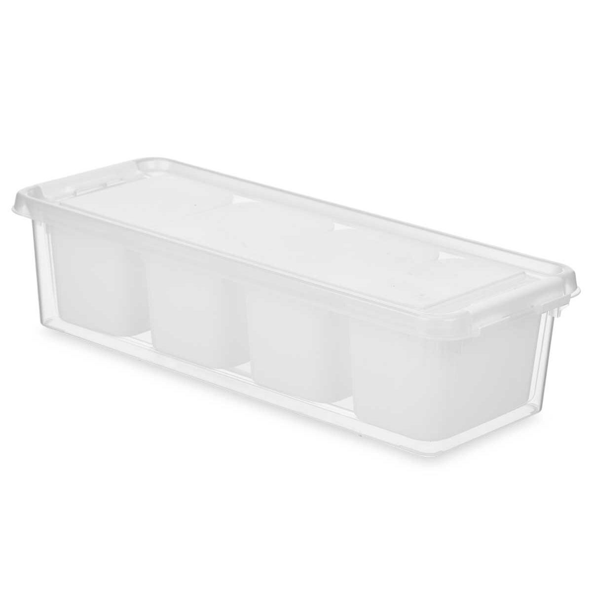 Organiser voor de koelkast Wit Transparant Plastic 37,5 x 9 x 14,3 cm (12 Stuks)