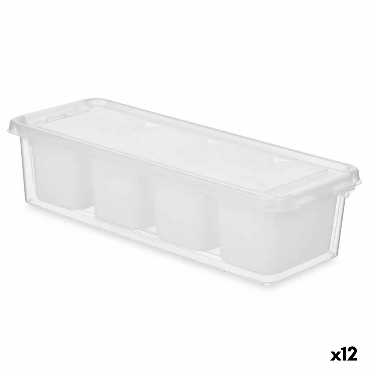 Organiser voor de koelkast Wit Transparant Plastic 37,5 x 9 x 14,3 cm (12 Stuks)