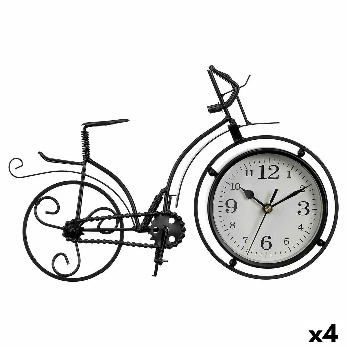 Horloge de table Bicyclette Noir Métal 33 x 22,5 x 4,2 cm (4 Unités)