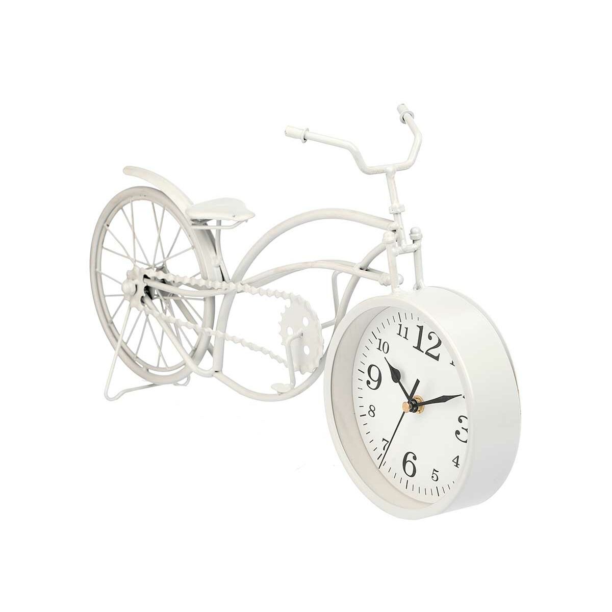 Horloge de table Bicyclette Blanc Métal 42 x 24 x 10 cm (4 Unités)