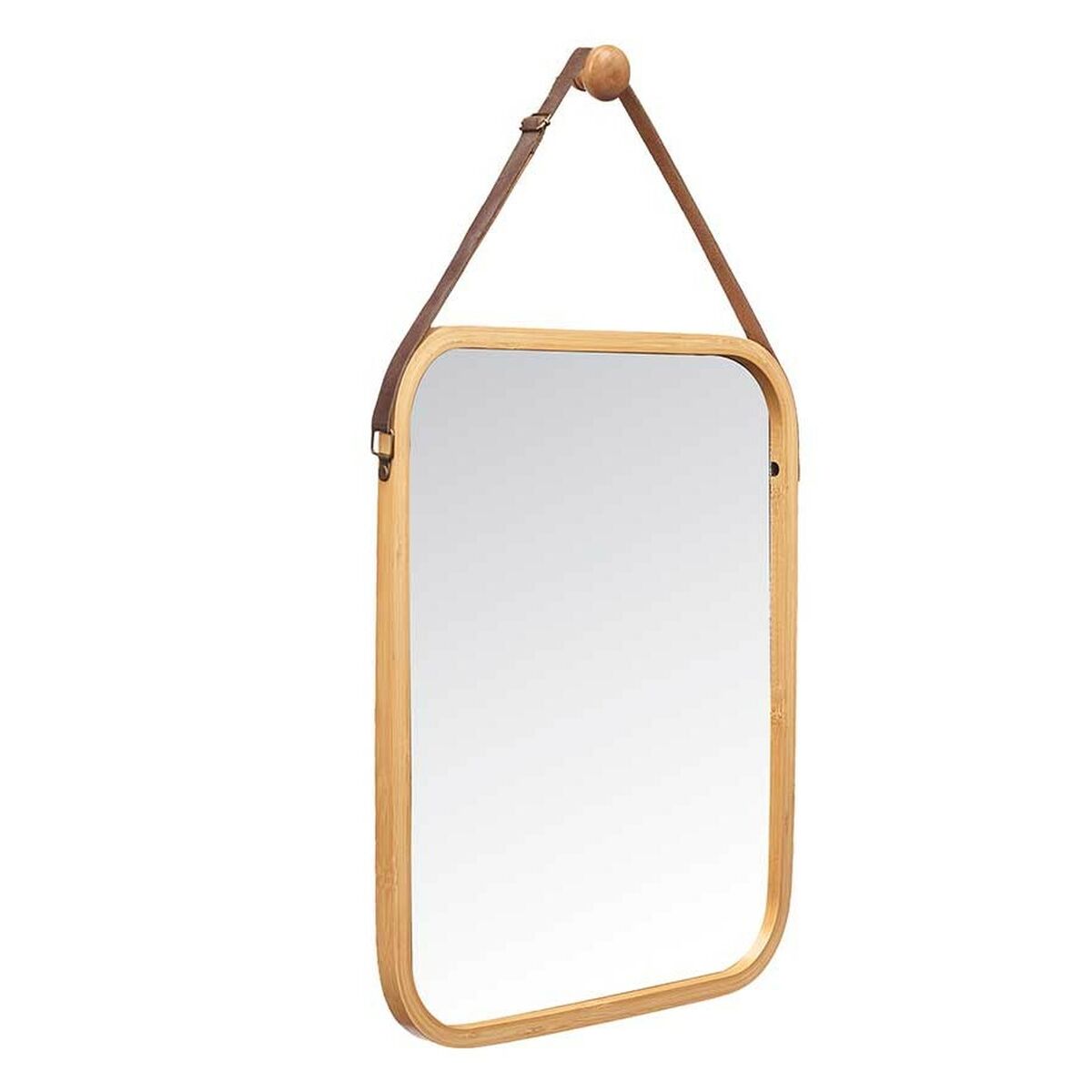 Miroir suspendu Naturel Cuir Bambou Rectangulaire 34 x 41,5 x 1,5 cm (6 Unités)