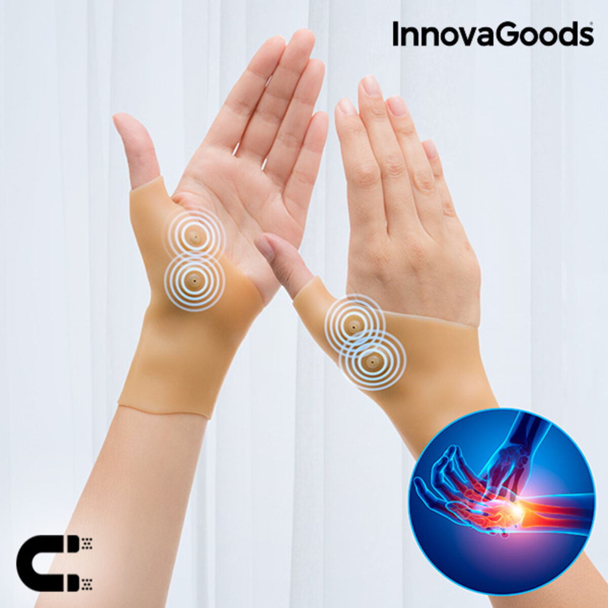 Protège-poignets de Compression avec Points Magnétiques Imontic InnovaGoods 2 Unités